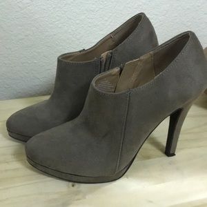 Brown high heel booties